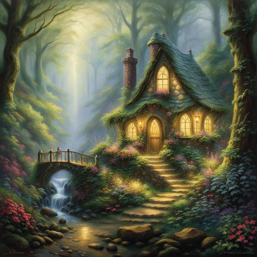 Ethereal Fairy House in Misty Deep Woods