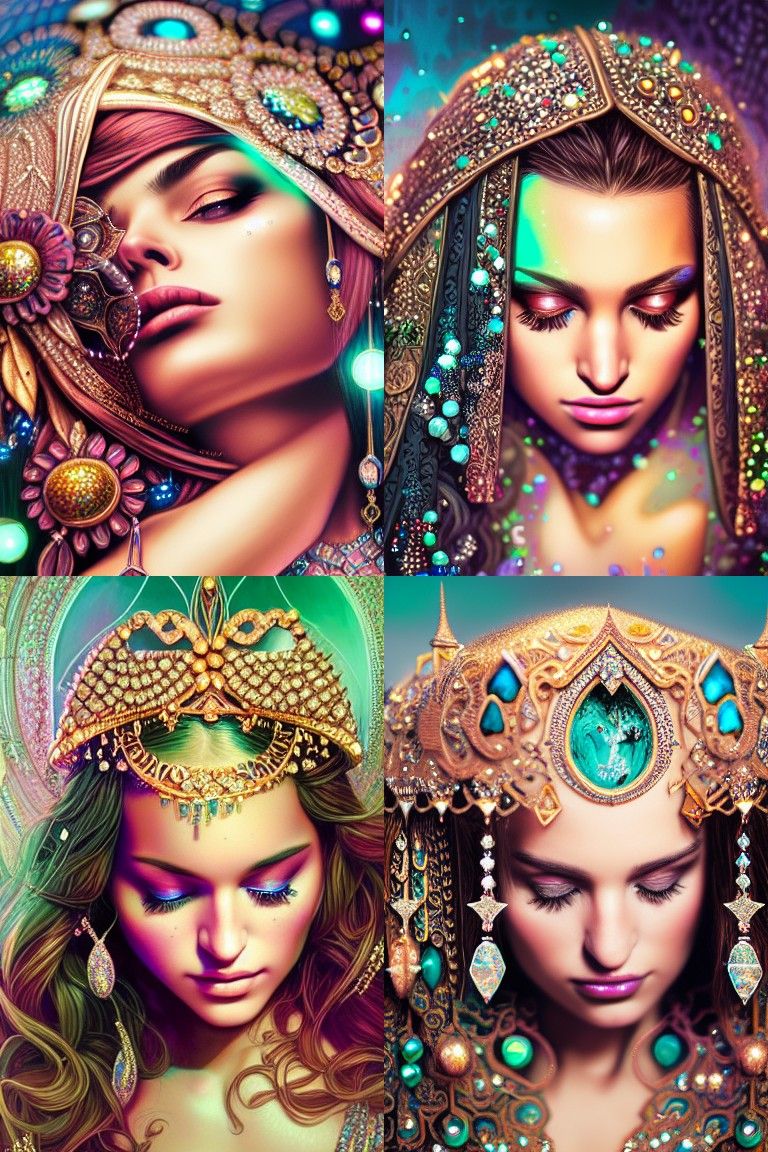 Arab Woman in Gems: Hyperrealistic Noir Photography