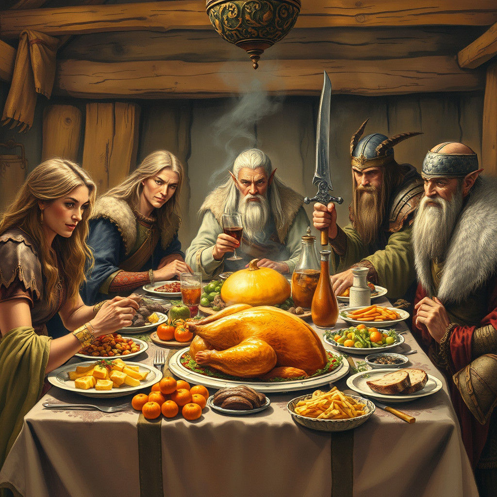 Warriors of Krynn Enjoy a Rustic Harvest Feast