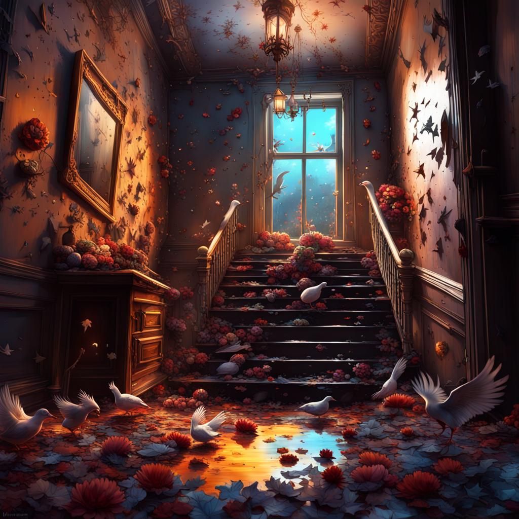 Haunted Room with Flowers and Stars: Splash Art