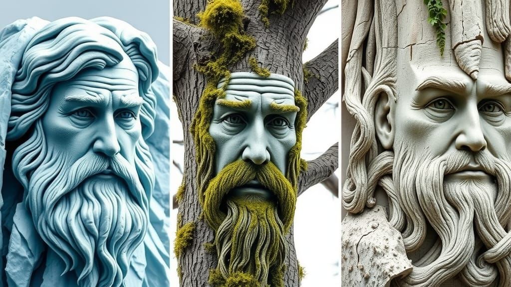Triptych: Wise Man Sculpted in Nature