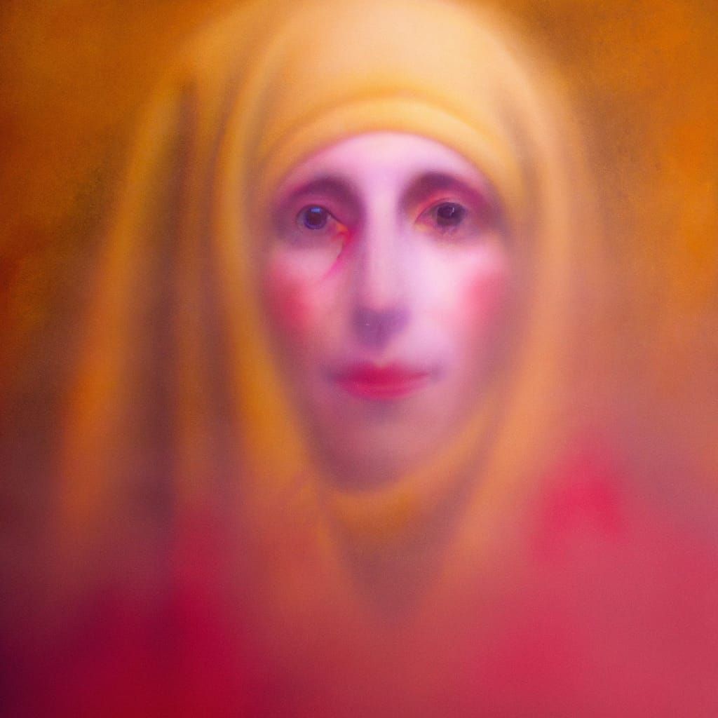 Symbolist Portrait of a Veiled Woman in Dreamlike Style