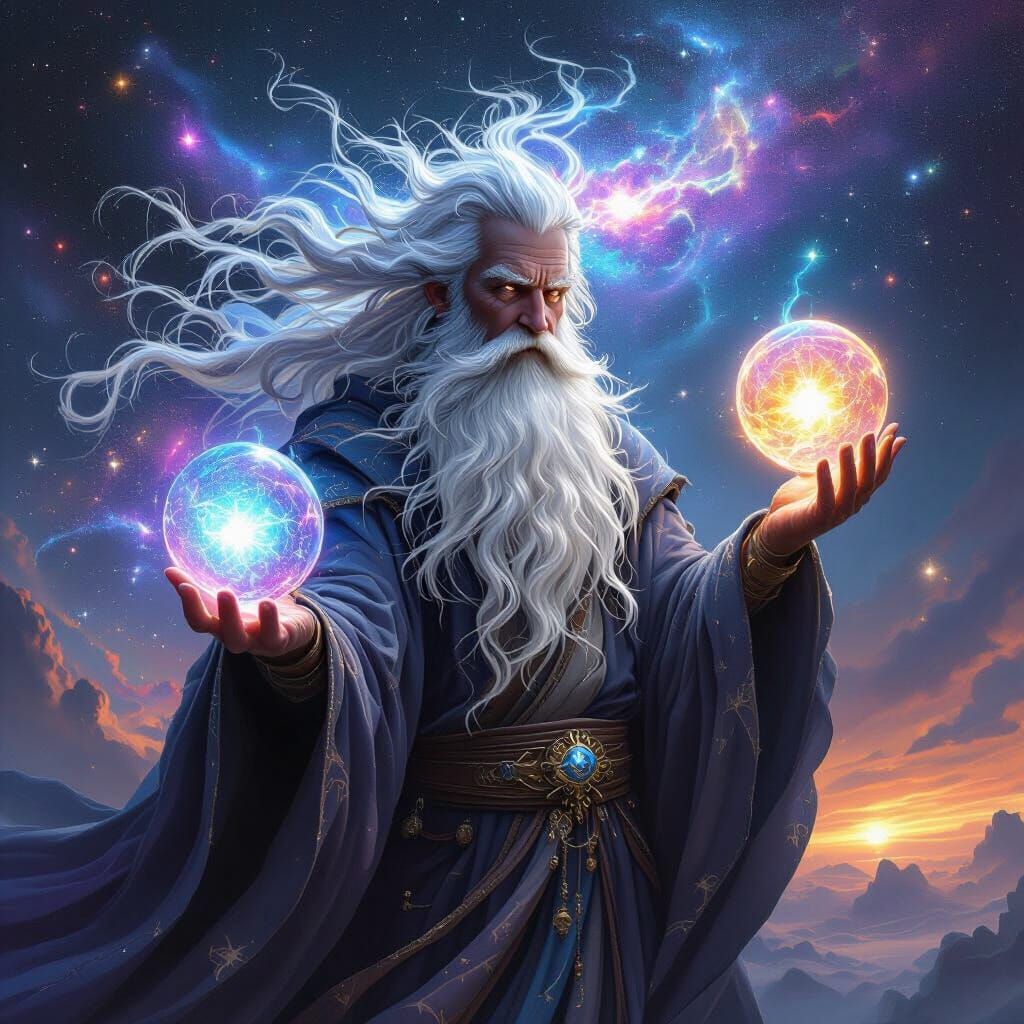 Cosmic Wizard Portrait in Epic Fantasy Style