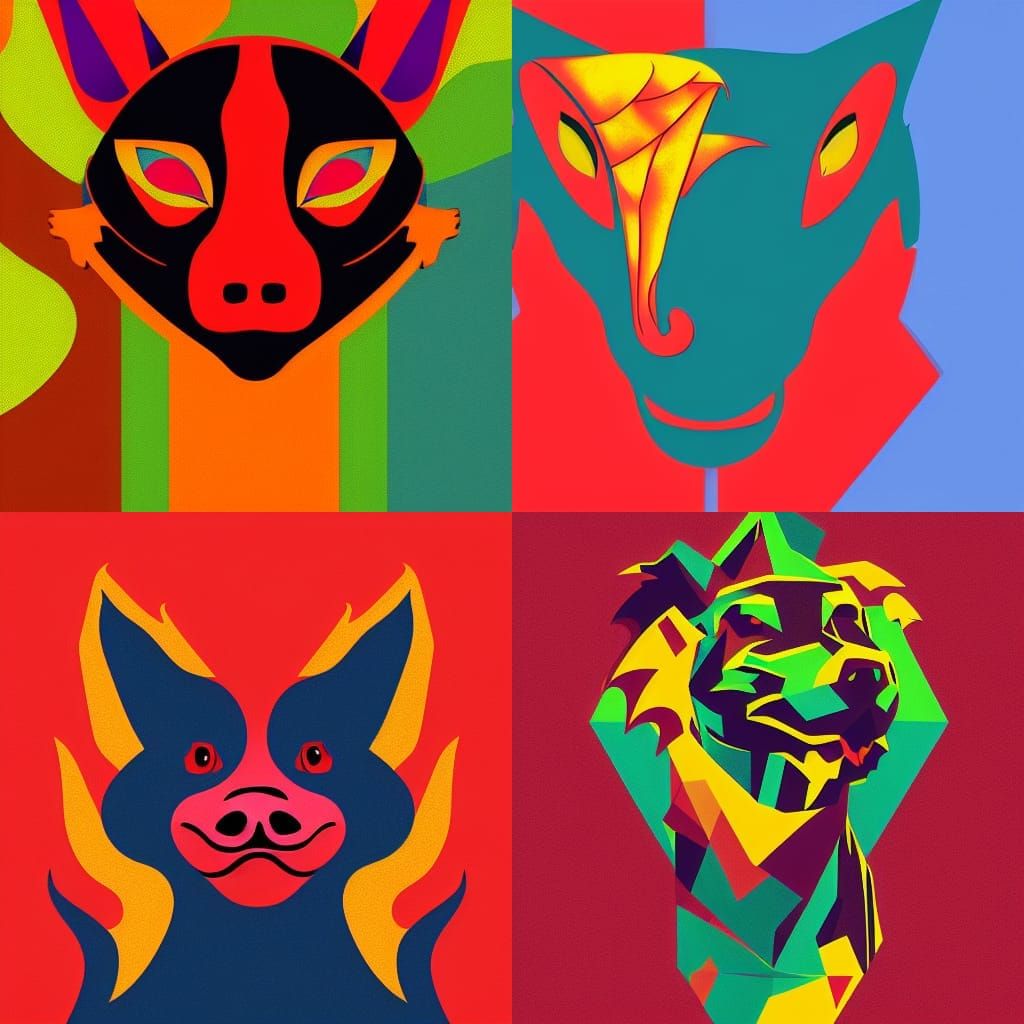Dragon Dog in Pop Art Style