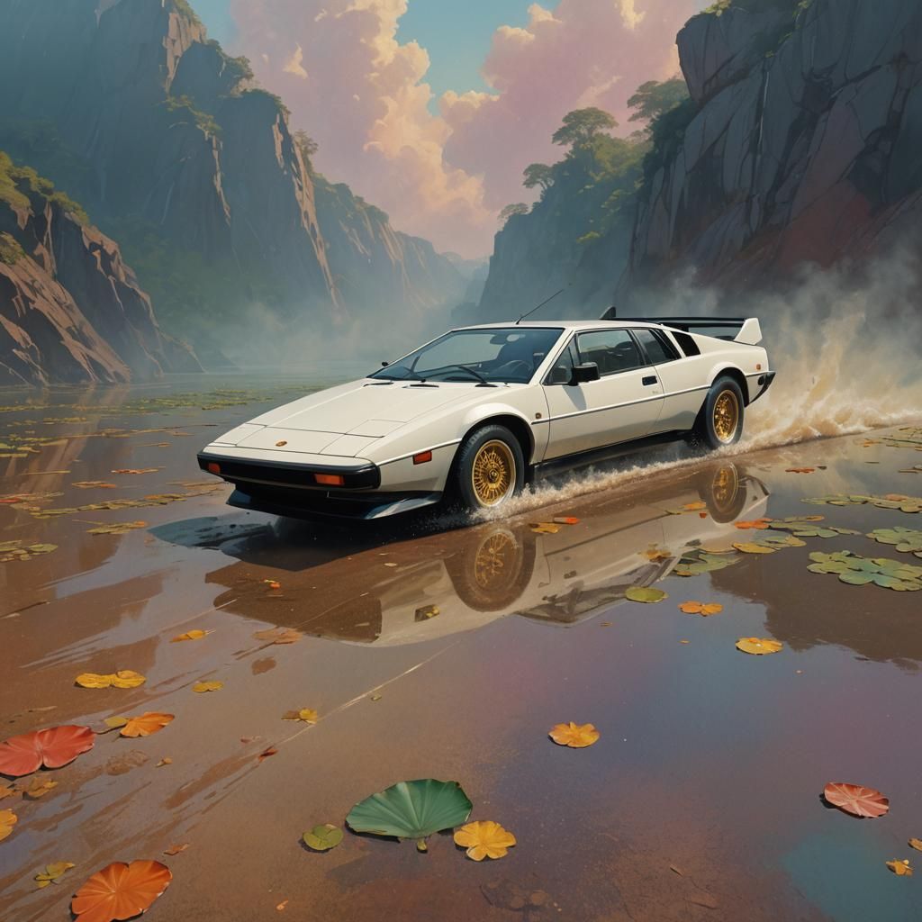 Classic Lotus Esprit 1976 Car in Splash Art