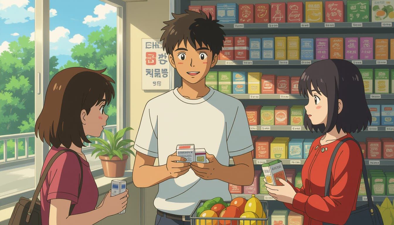 Indian Teenager Buys Groceries for Mother, Cartoon Illustrat...