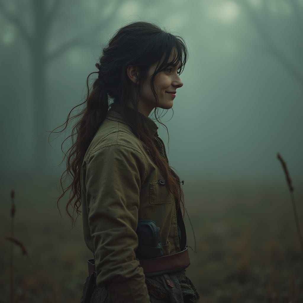 Weary Woman with Fleeting Smile, Digital Matte Painting