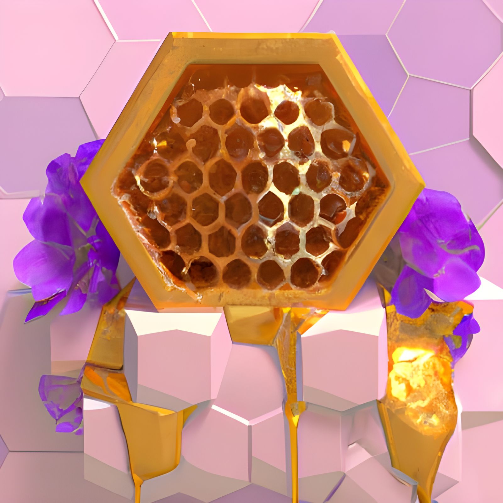Crystalline Honeycomb: Hyperrealistic 3D Render