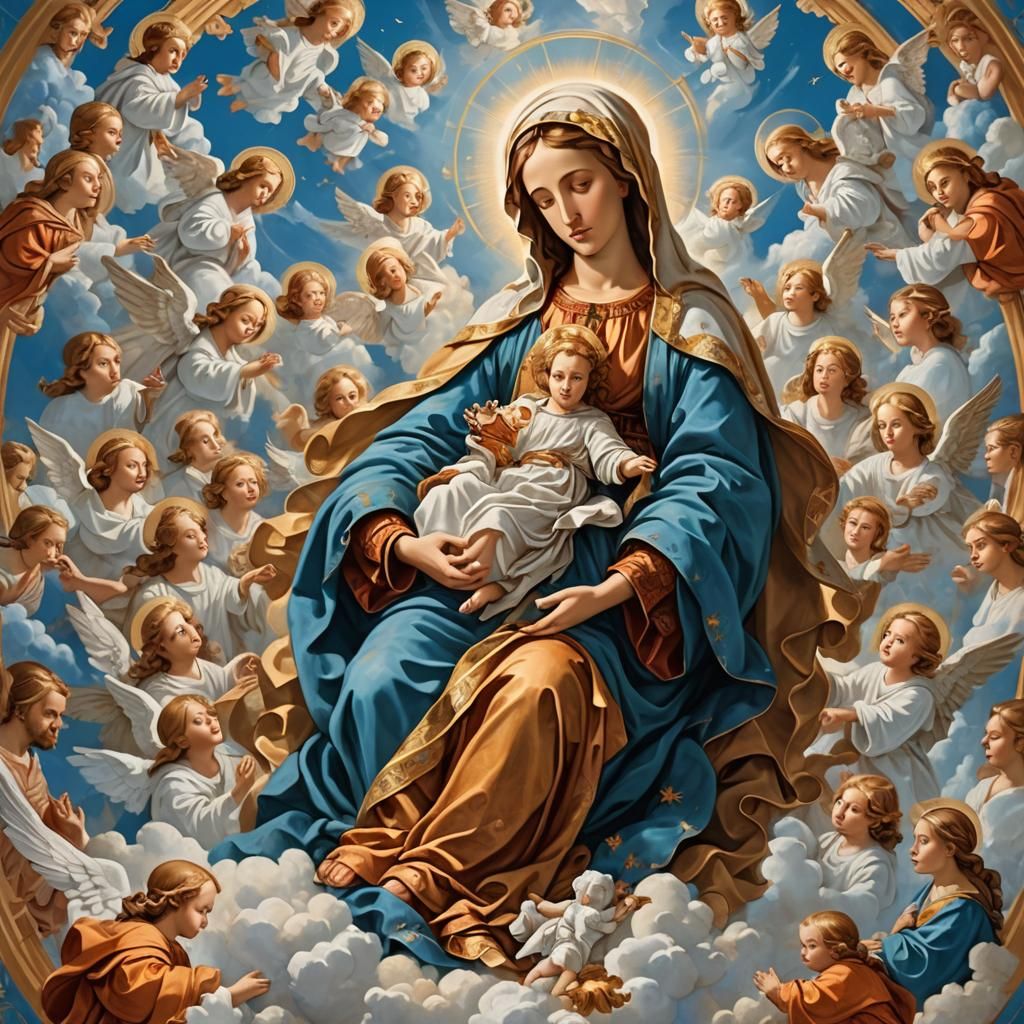 Baroque Madonna and Child with Angels