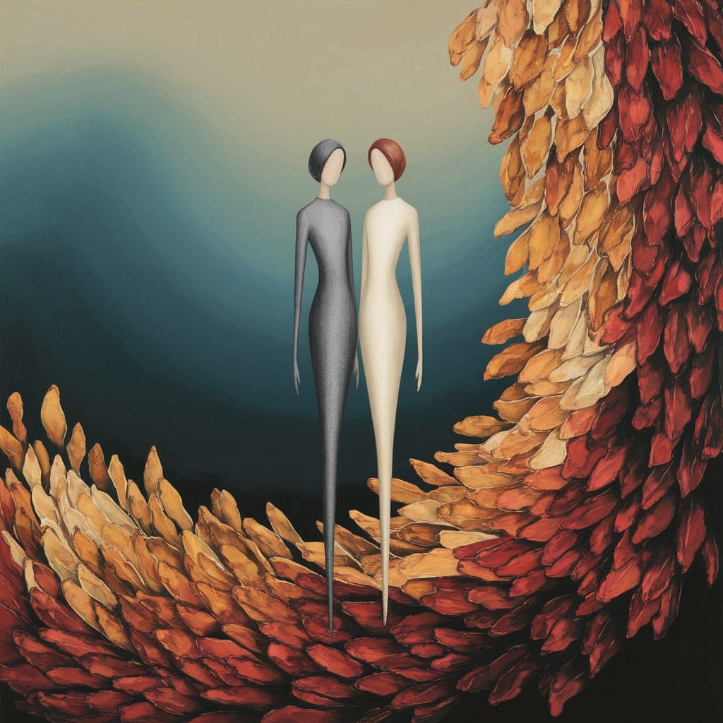 Autumnal Figures in Expressive, Vibrant Style