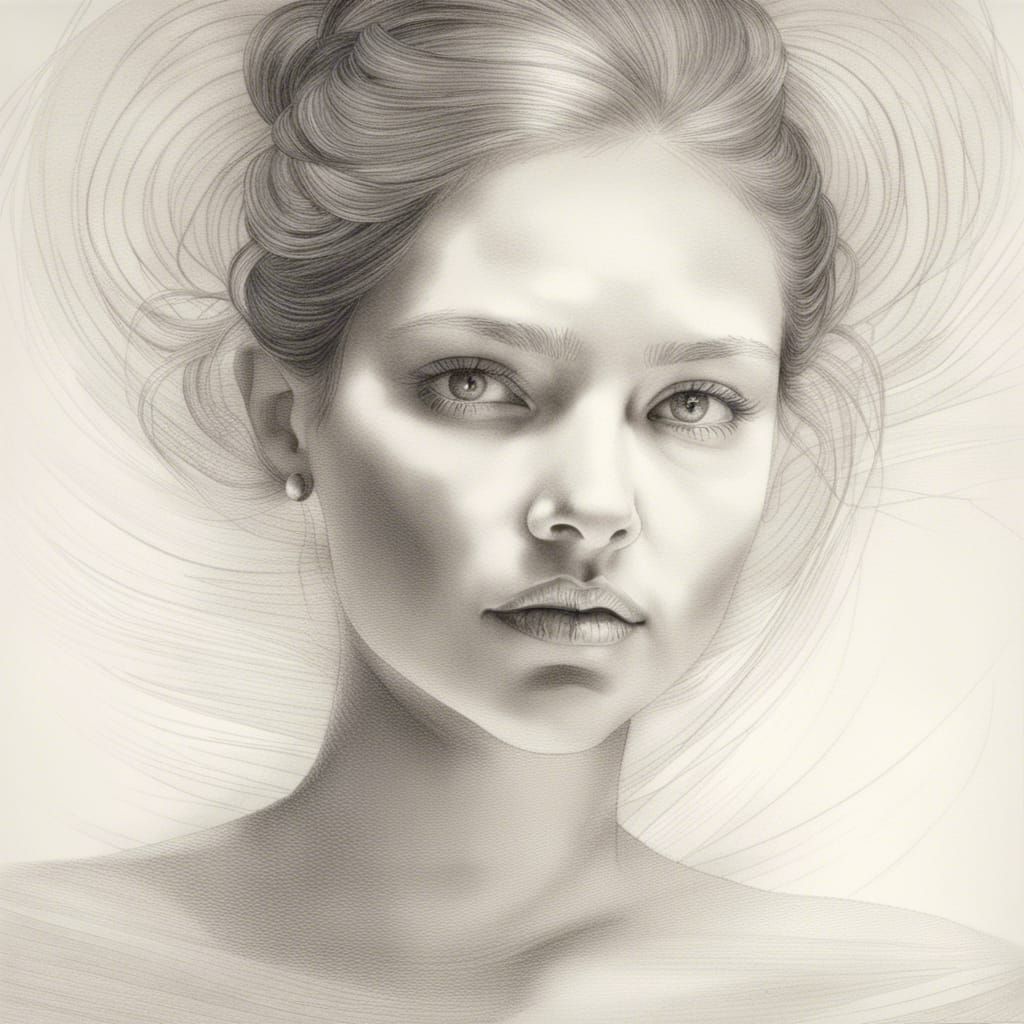 Elegant Monochrome Ink Portrait of a Woman's Face