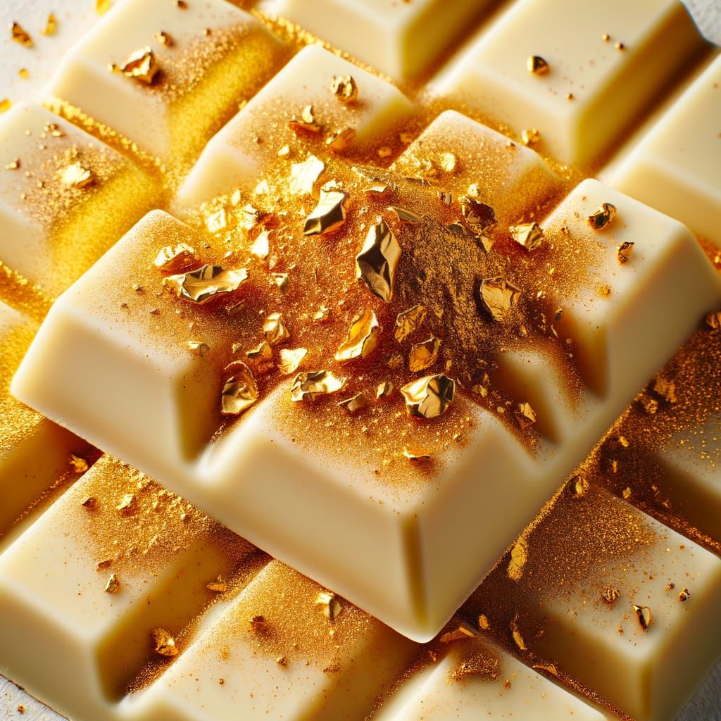Glistening Gold Dust on White Chocolate