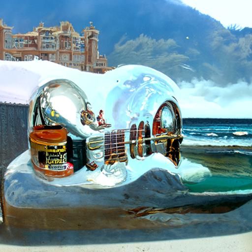 Snow Globe: Summer Beach Scene in Oil Painting