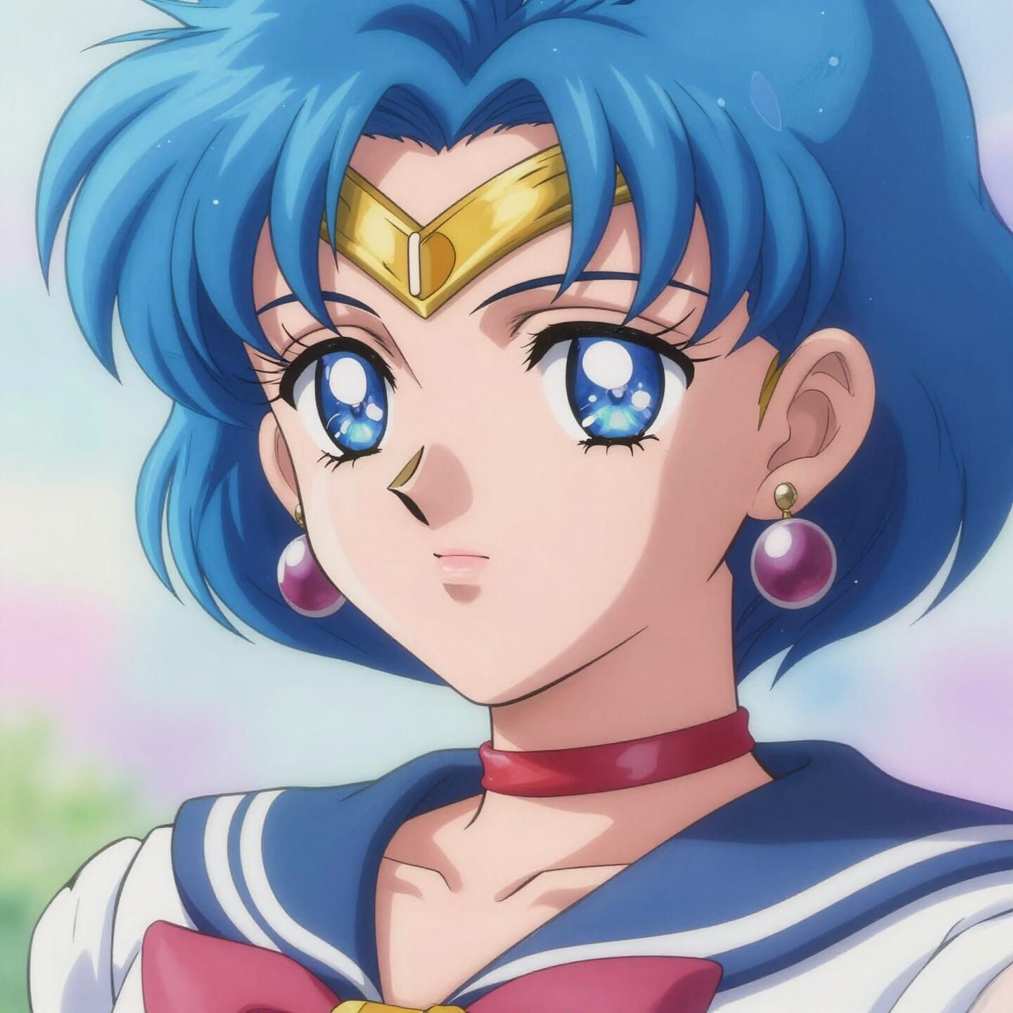 Sailor Mercury Close-Up in Ethereal Digital Painting Style