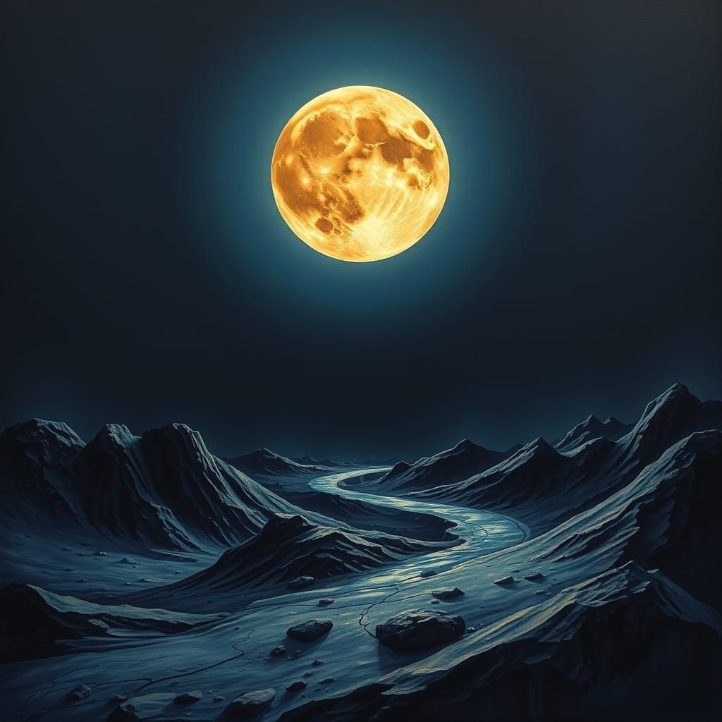 Ethereal Wolf Moon with Time-Weathered Surface