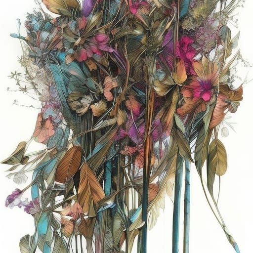 Botanical Portrait in Art Nouveau Style