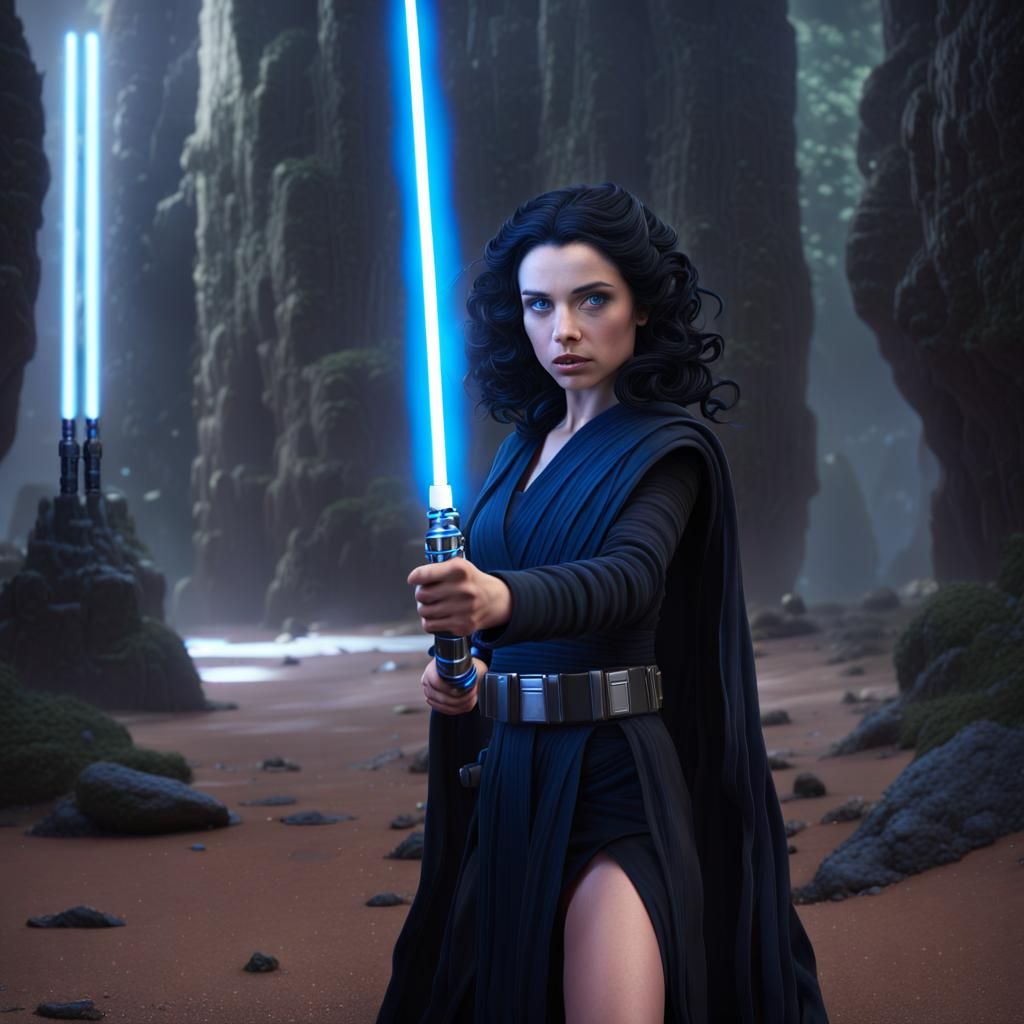 Jedi Master Teaching Apprentice in Detailed Matte Painting