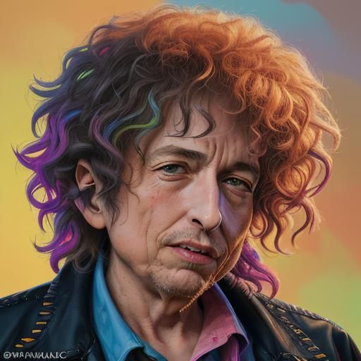 Hyperrealistic Portrait of Bob Dylan in Color