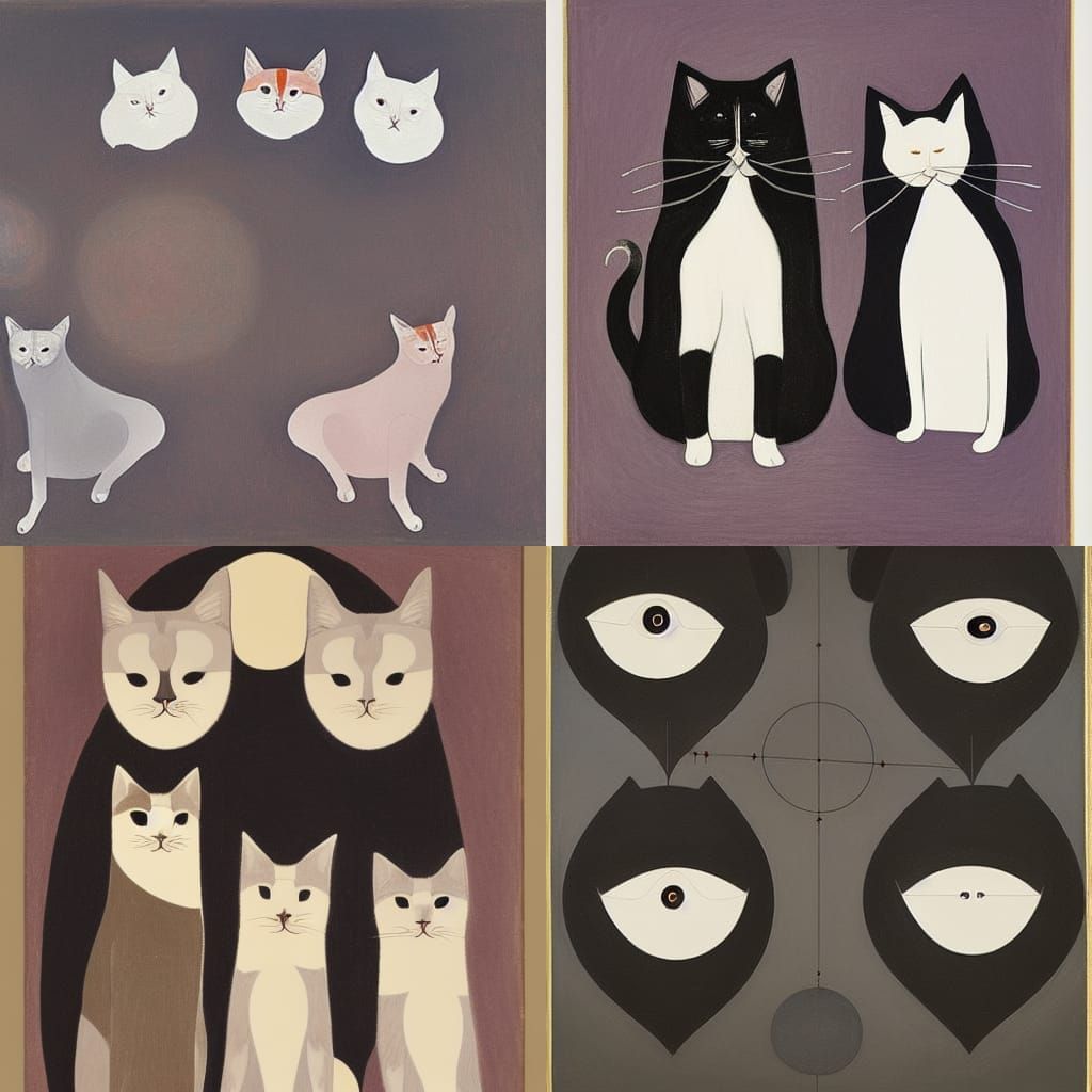 Abstract Cats in Hilma af Klint Style