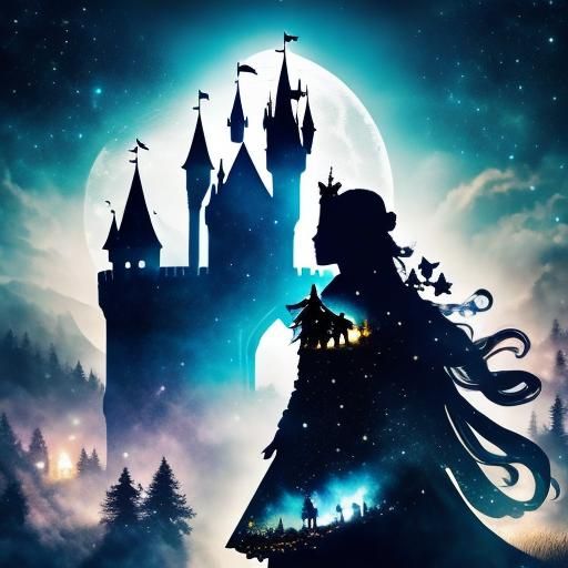 Fairy Princess Double Exposure Silhouette Art