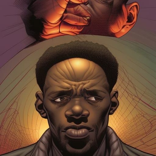 Tormented Man in Comic Book Style Art