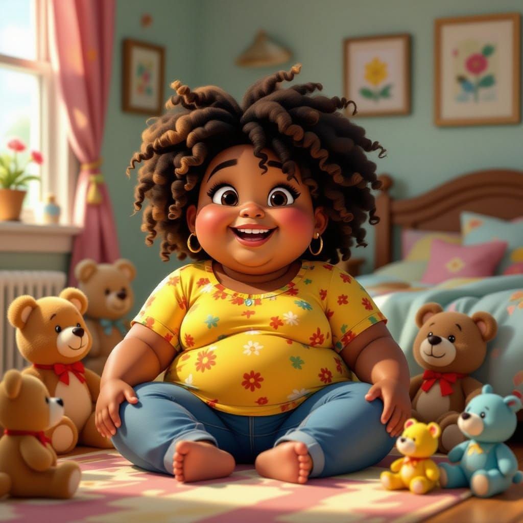 Smiling Child Surrounded by Stuffed Animals