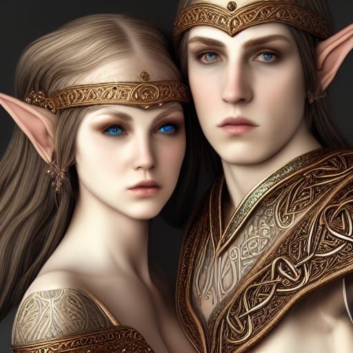 Ethereal Elven Couple in Celtic Style