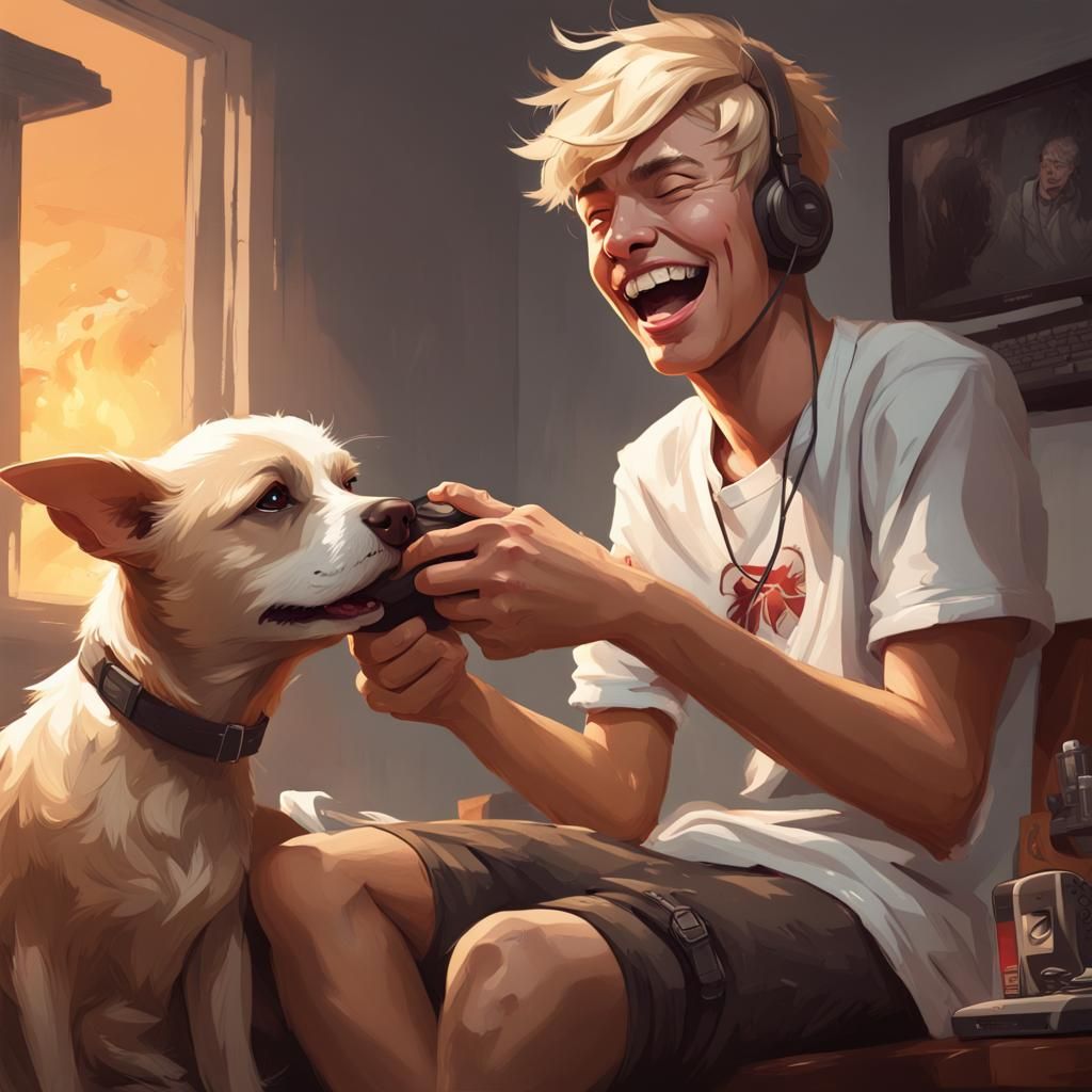 Teen Gamer Portrait in Hyperdetailed Digital Art