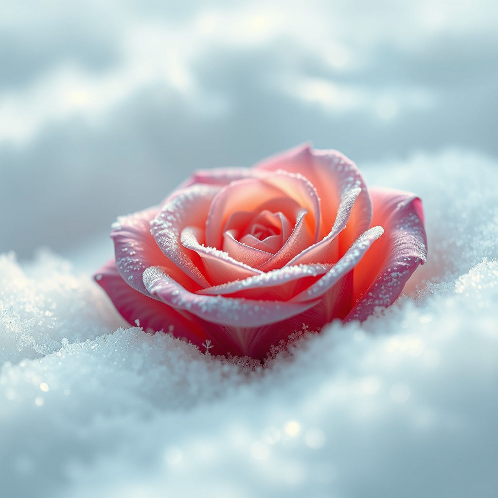 Rose in Snow: Hyper-Realistic Winter Flower