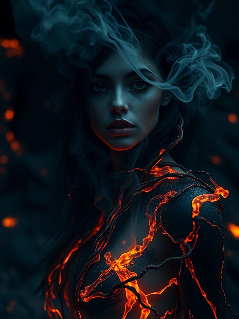 Dark Surreal Goddess of Ash in Hauntingly Beautiful Art