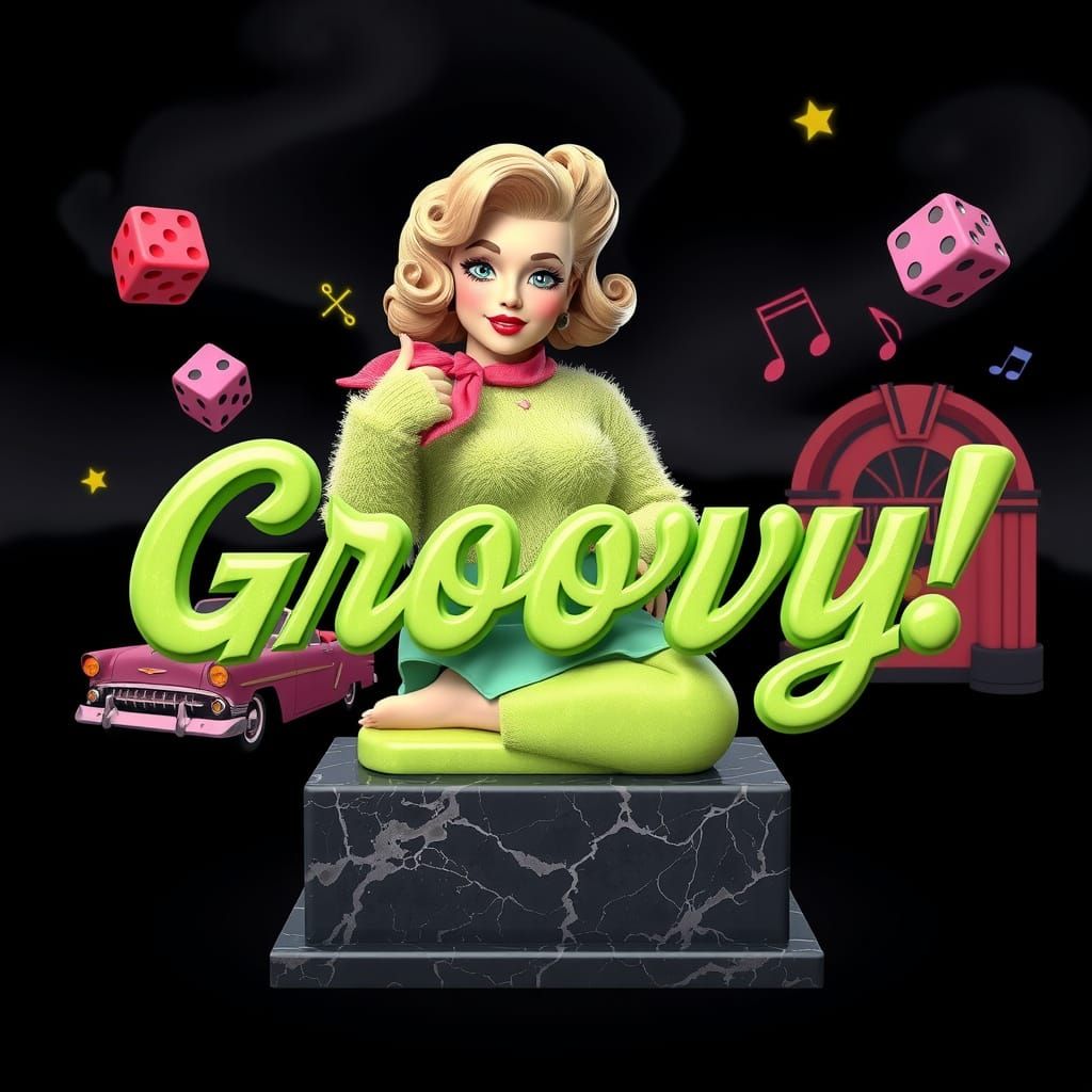 A small flat-chested 1950s female, resembling Marilyn monroe...