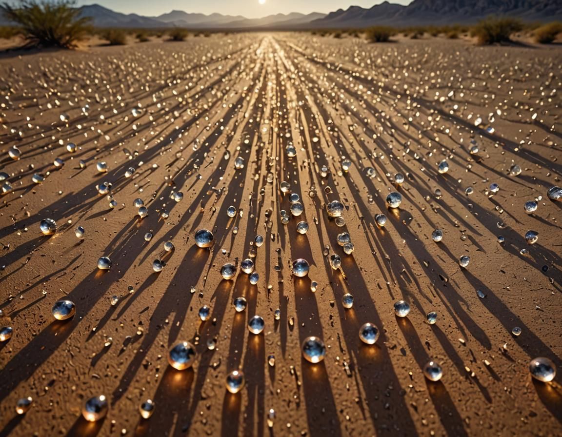 Floating Prisms in Arid Desert Landscape