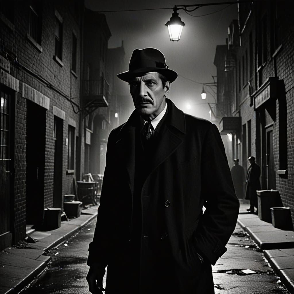 Gritty Detective Investigates Dark Crime Scene in Film Noir ...