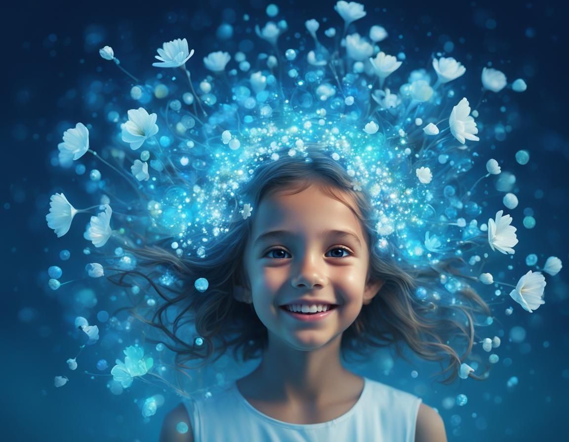 Ethereal Girl in Underwater Floral Dreamscape