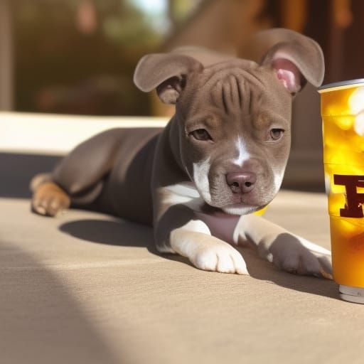 Staffy Puppy and Iced Tea in Divine Light