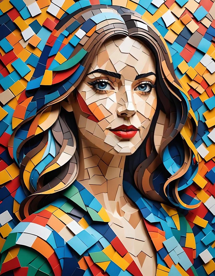 Papercraft Portrait of a Beautiful Woman