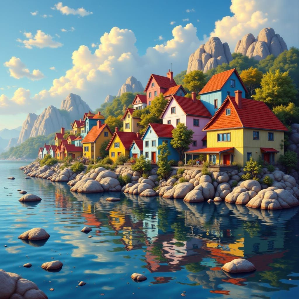 Mystic Harborside Village in Fractal Style