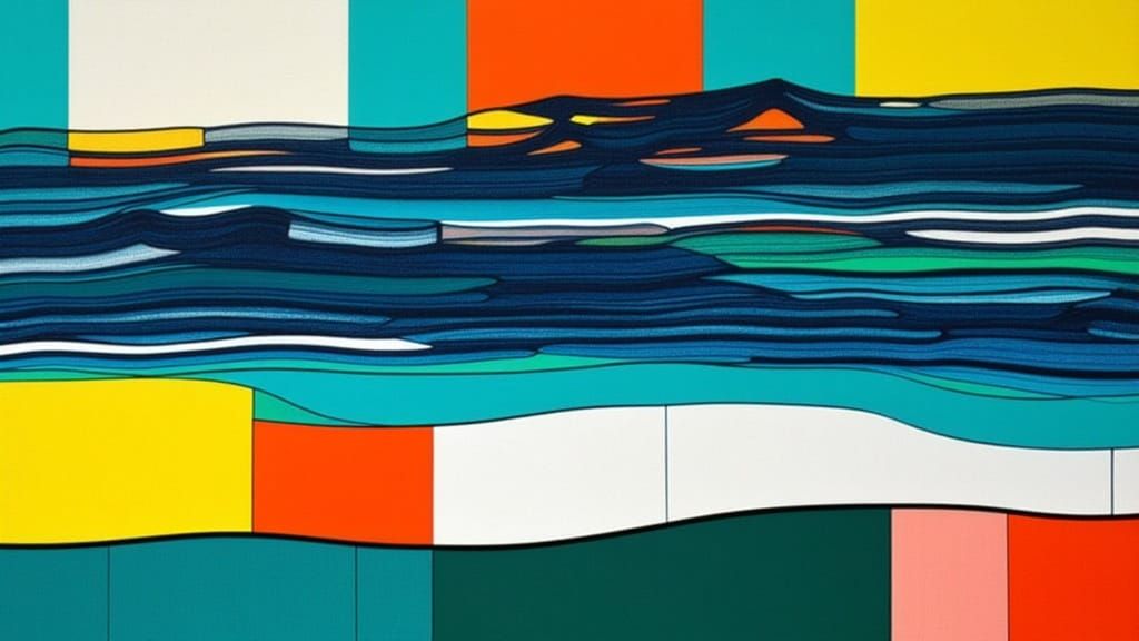 Vibrant Colorfield Painting with Abstract Expressionist Styl...