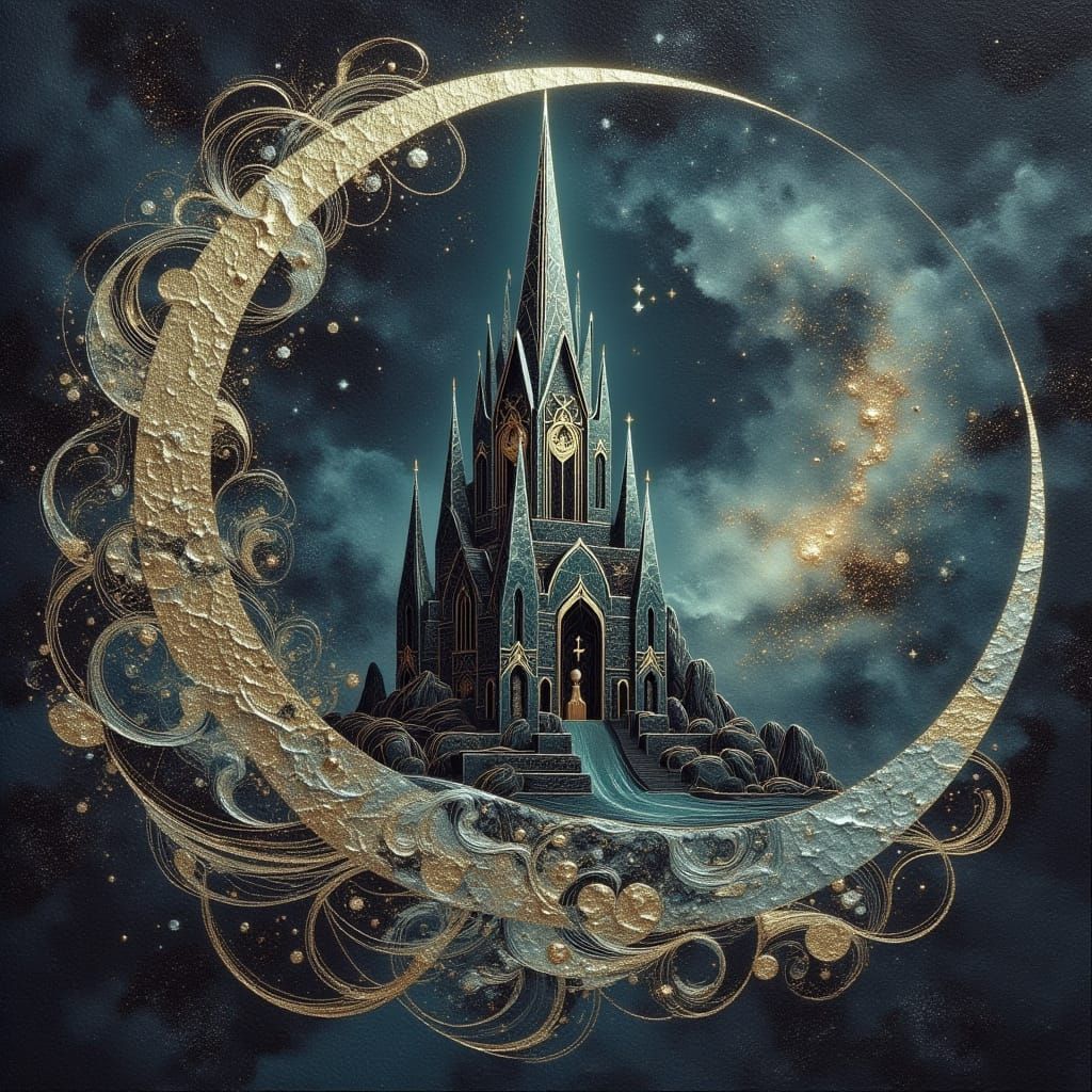 Ancient Wizard Tower in Cosmic Nebula