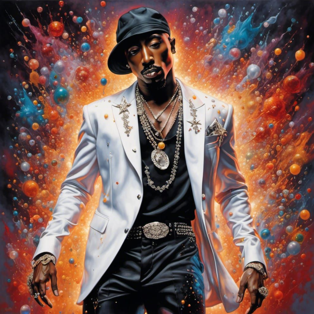 Hyperrealistic Portrait of Man in White Suit