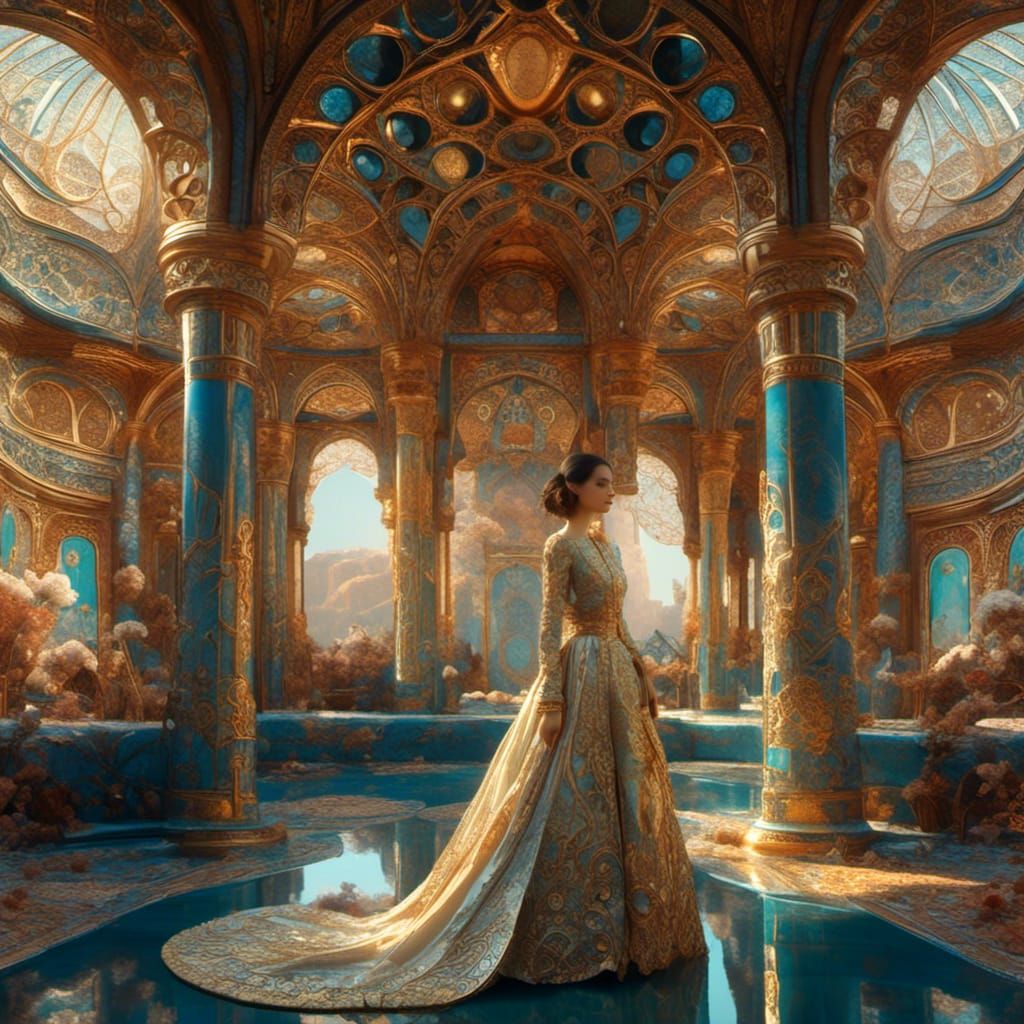 Dreamlike Harem Scene in Opulent Style