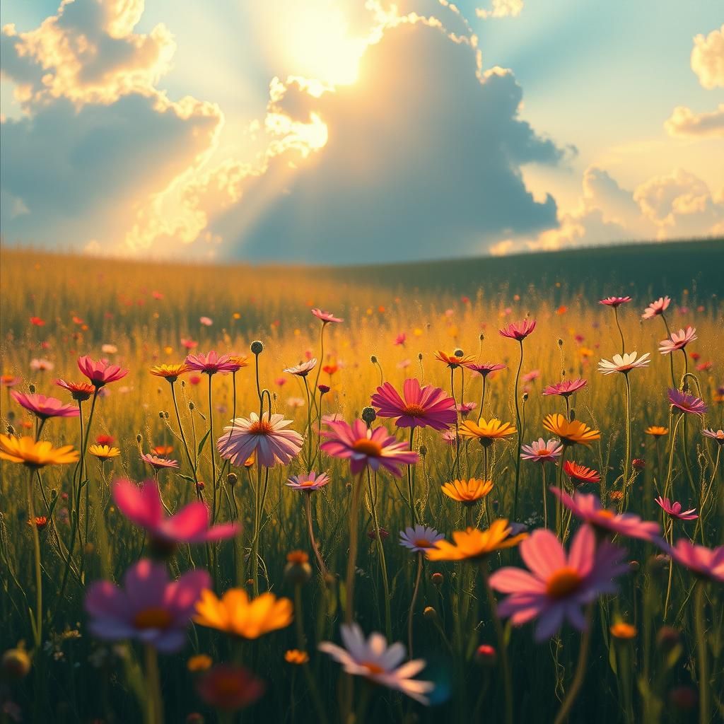 Dreamy Wildflower Field in Impressionist Fantasy Style