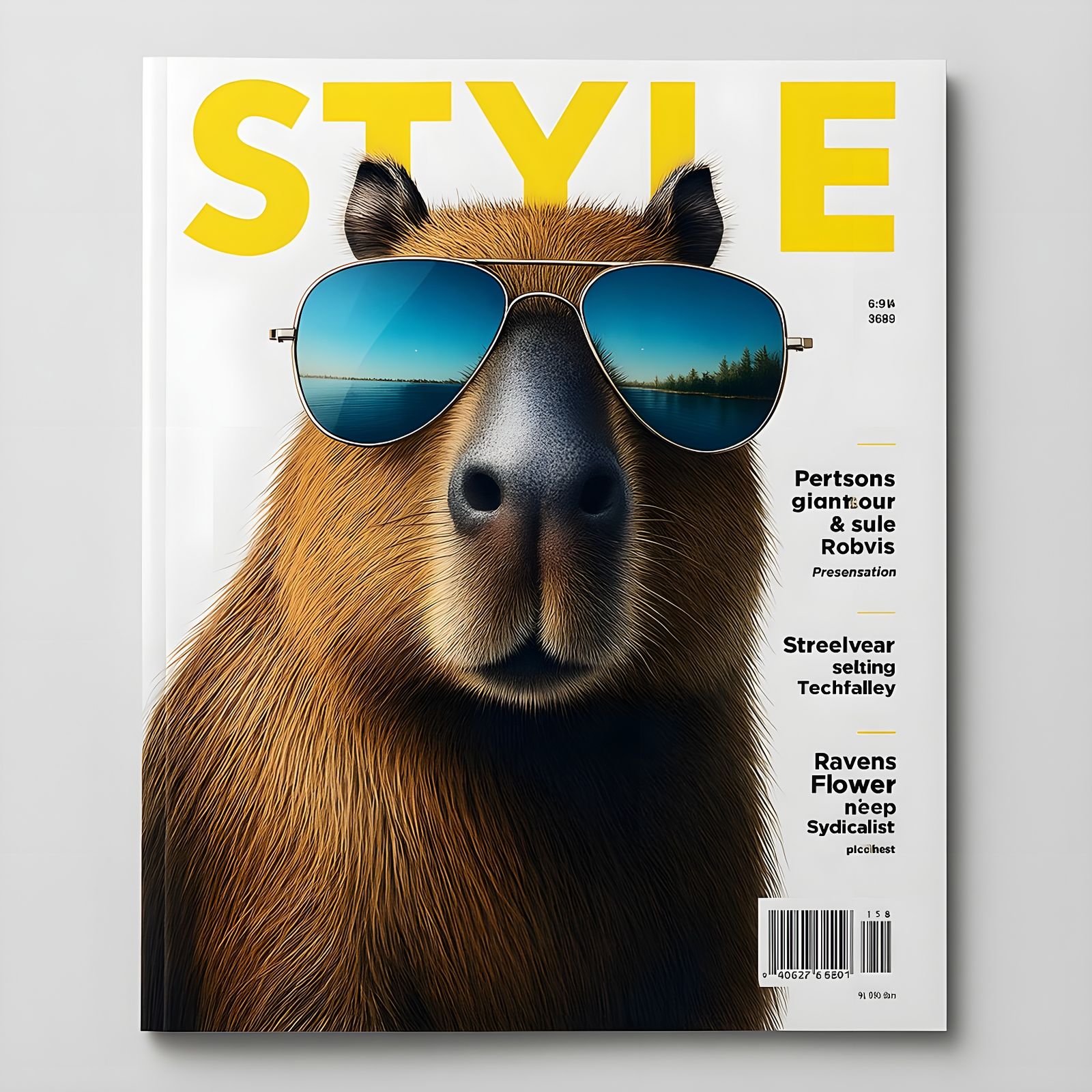 Capybara on Magazine Cover in Sunglasses