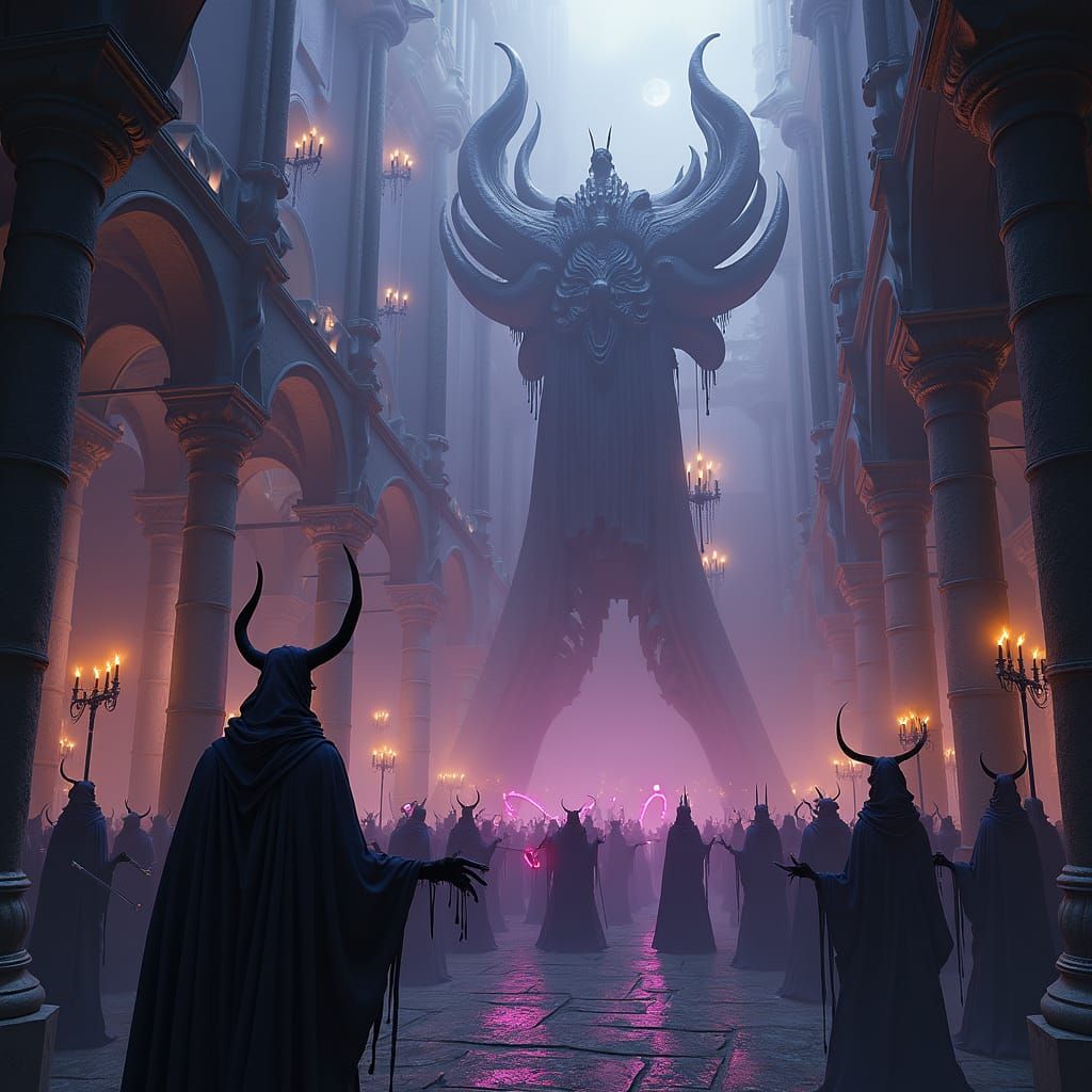 Undead Horde Celebrates in Gothic City