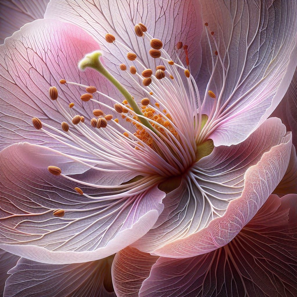 Macro Digital Art of a Sakura Cherry Blossom