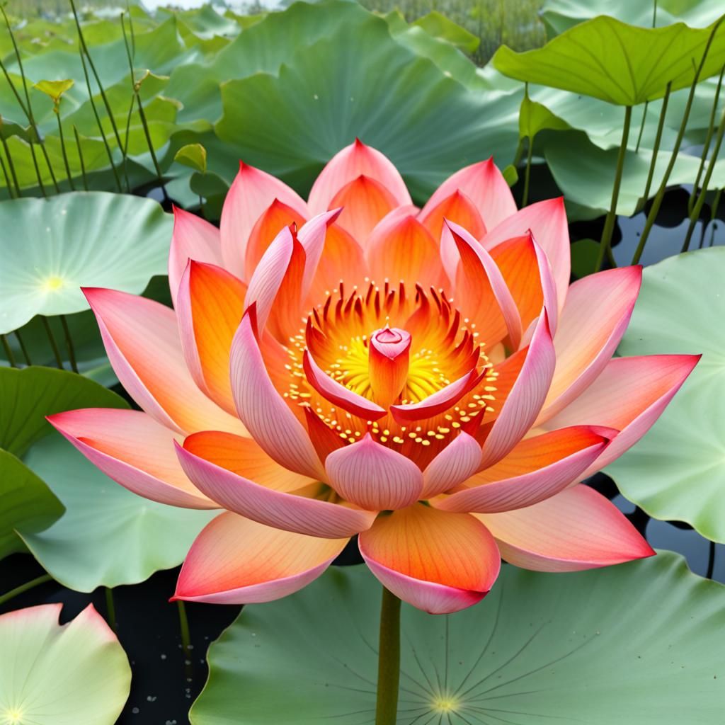 Fiery Lotus Flower Illustration