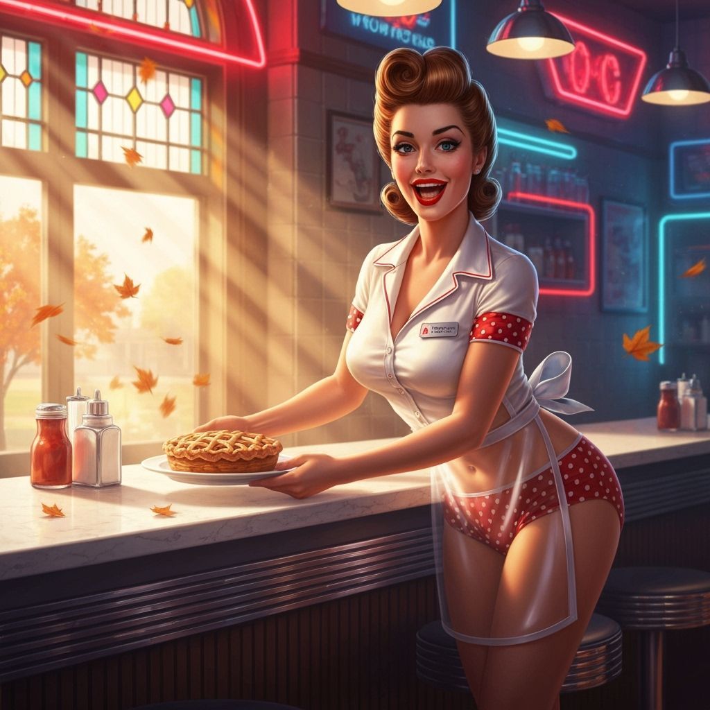50s Diner Pin-Up with Apple Pie