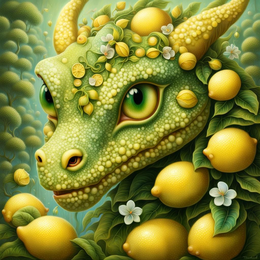 Lemon Dragon Portrait in Naoto Hattori Style
