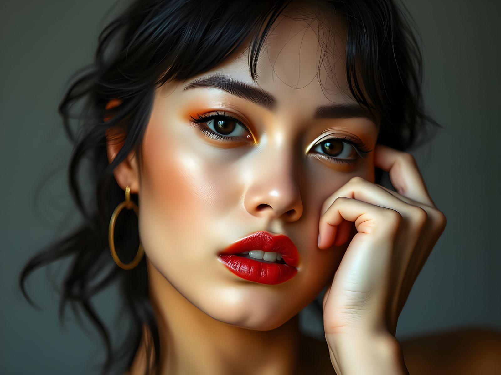 Crisp focus Canon 1D DSLR portrait model proto. Perfect maga...