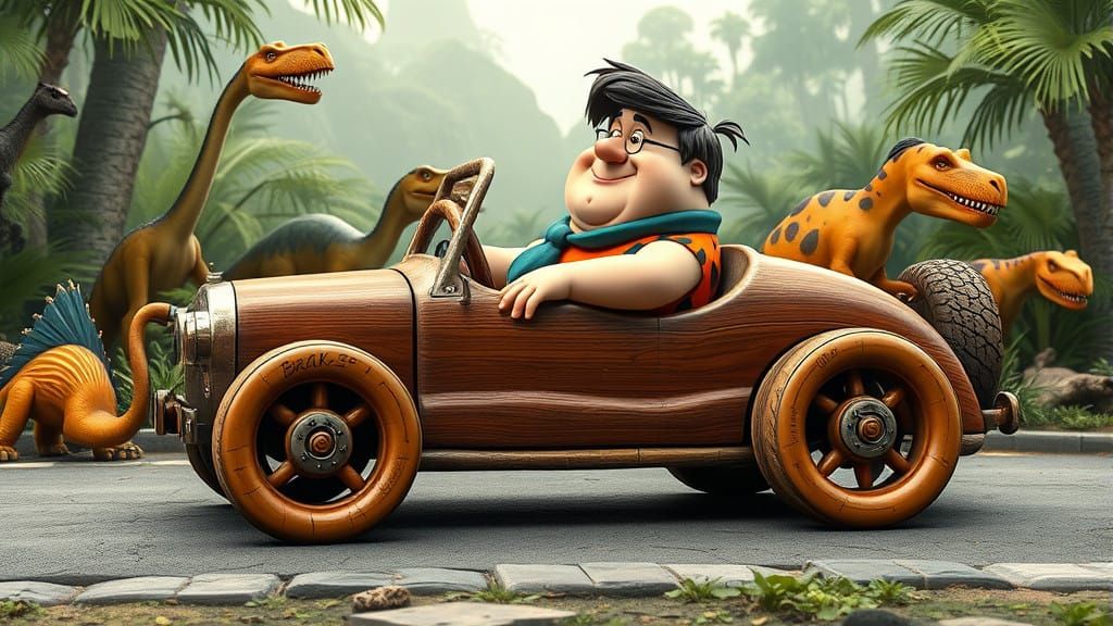 Prehistoric Roadster in a Flintstones Aesthetic
